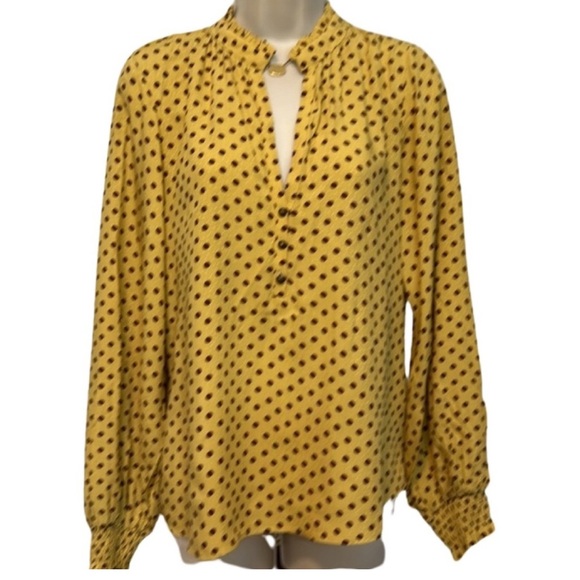 Anthropologie Maeve Colette Yellow Polka Dot Silk Blouse size S - Picture 4 of 7